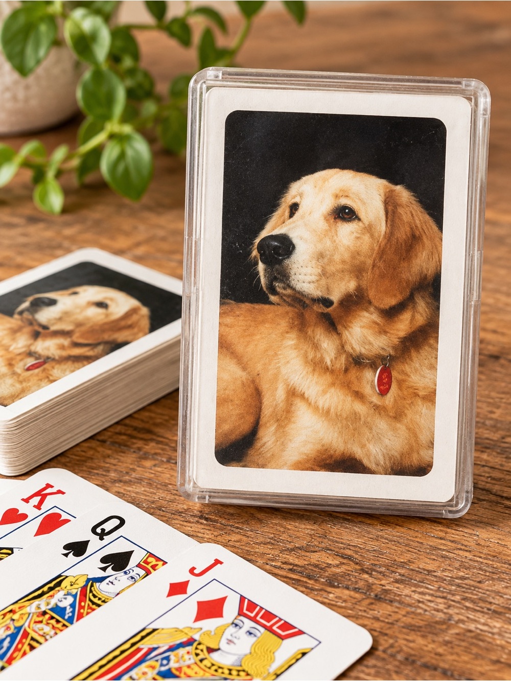 Vintage Golden Retriever Playing Cards Deck with Plastic Case